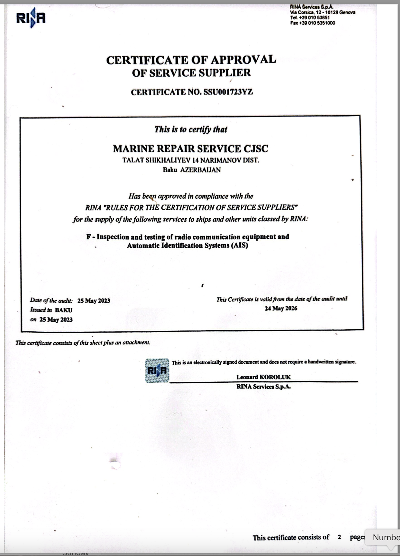 Certificate 5